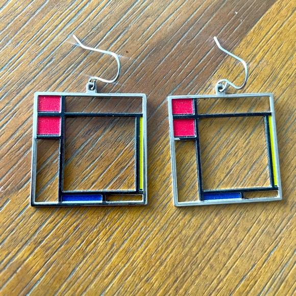 90s Geometric Square Earrings- COPY - Picture 1 of 10